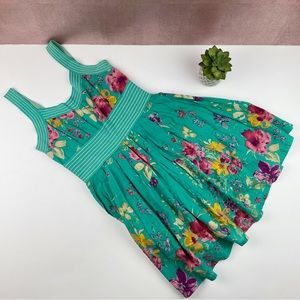 Pura Vida Green Floral Pink Yellow Dress Boho Women Size 2